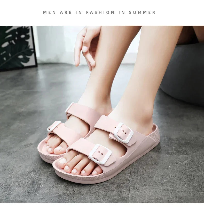 Women Shoes Beach Slippers Unisex Hollow Out Casual Couple Beach Sandal Flip Flops Shoes Non-slide Mens Slippers