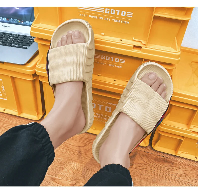 Summer Men Slippers Women Outdoor Beach Shoes Thick Bottom Indoor Bathroom Non-slip Slippers Parent-child Shoes Sandals 2022 New