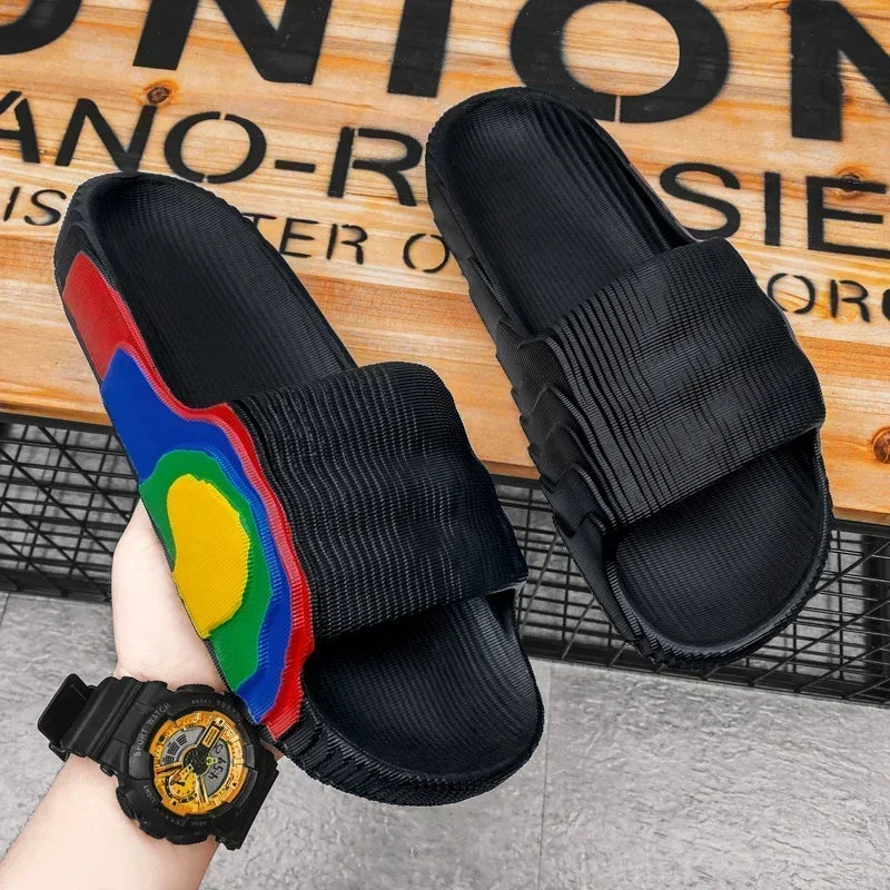 Summer Men Slippers Women Outdoor Beach Shoes Thick Bottom Indoor Bathroom Non-slip Slippers Parent-child Shoes Sandals 2022 New