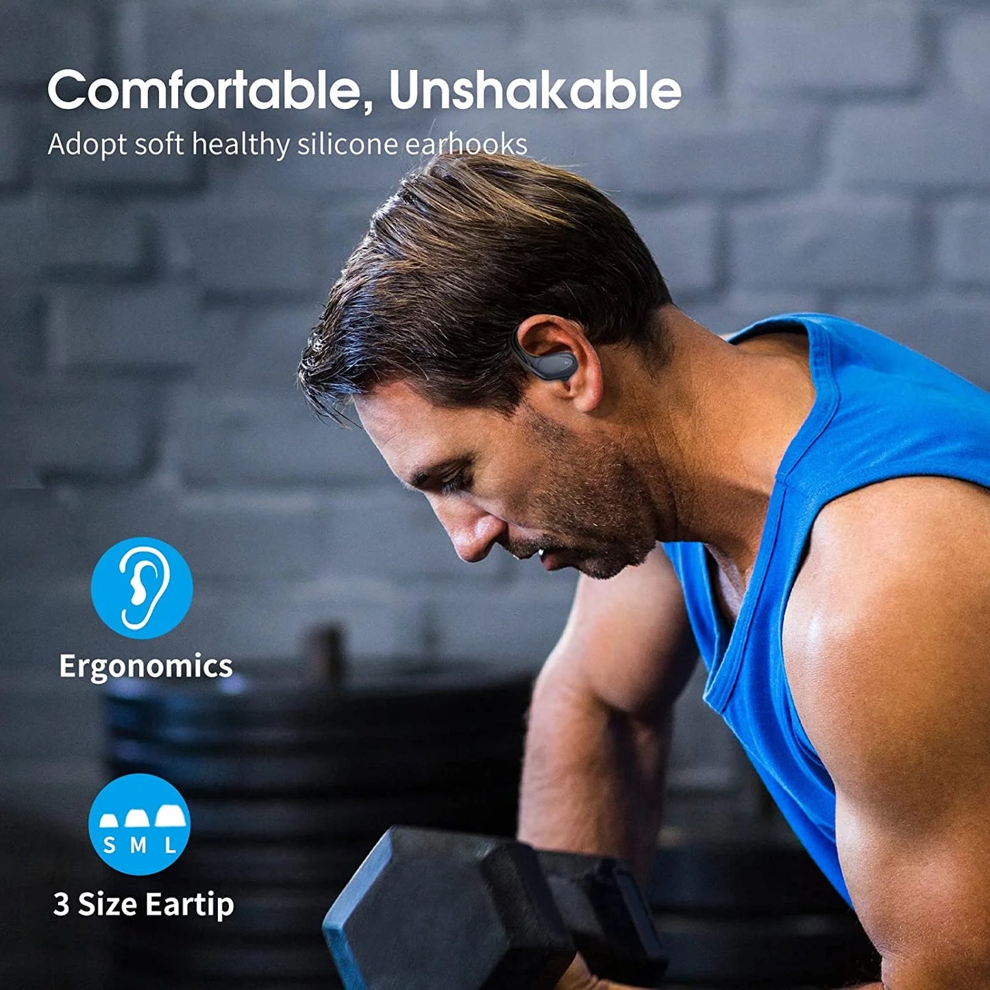 Écouteurs Bluetooth BX17, TWS avec crochets d'oreilles, Bluetooth 5.3, stéréo, commandes par boutons, avec microphone, écouteurs sans fil pour la course et le sport.Headphones