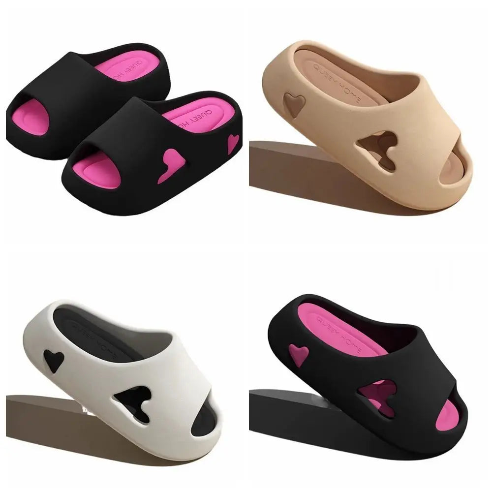 Fashion Slippers New Solid Color Thick Shower Shoes Non-slip Beach Slides Home