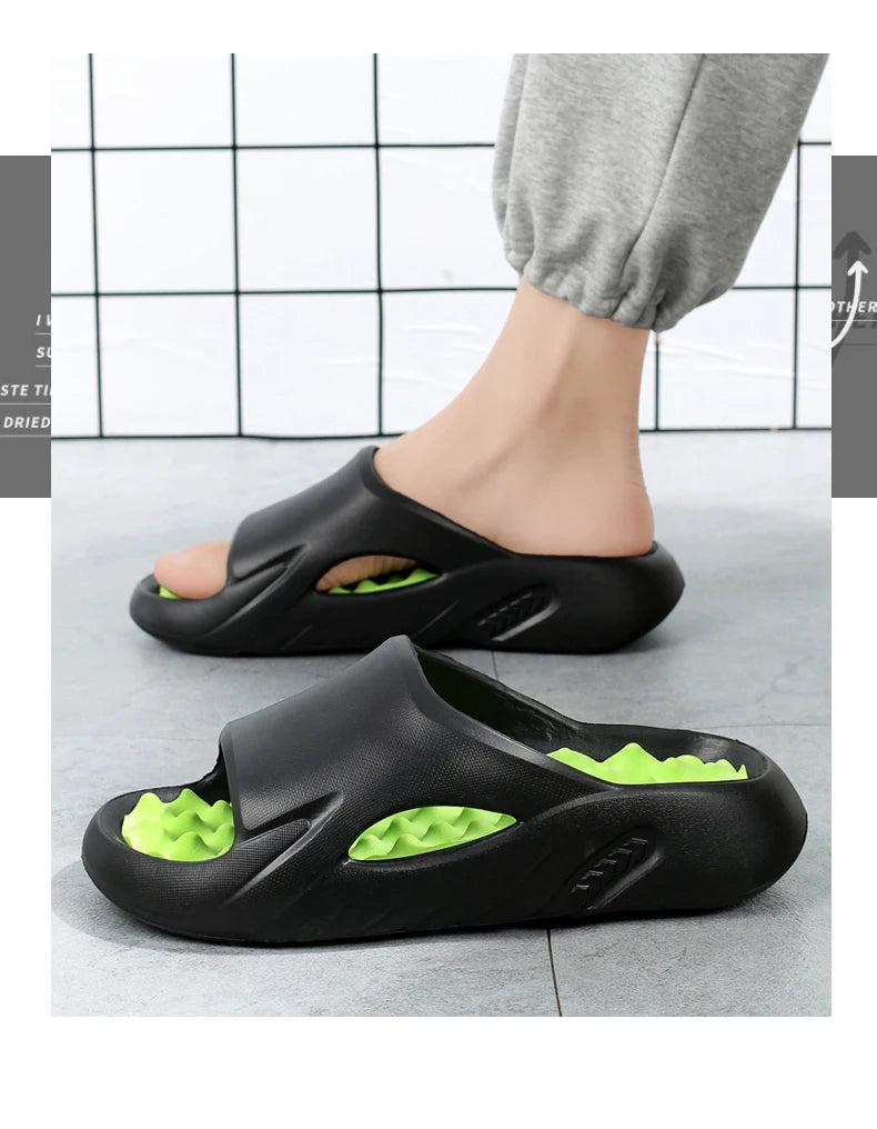 Fashion Men Massage Slippers Slides Indoor Outdoor Sandals Beach Casual Shoes Comfortable Sole Men's Slippers Big Size 38-47 New