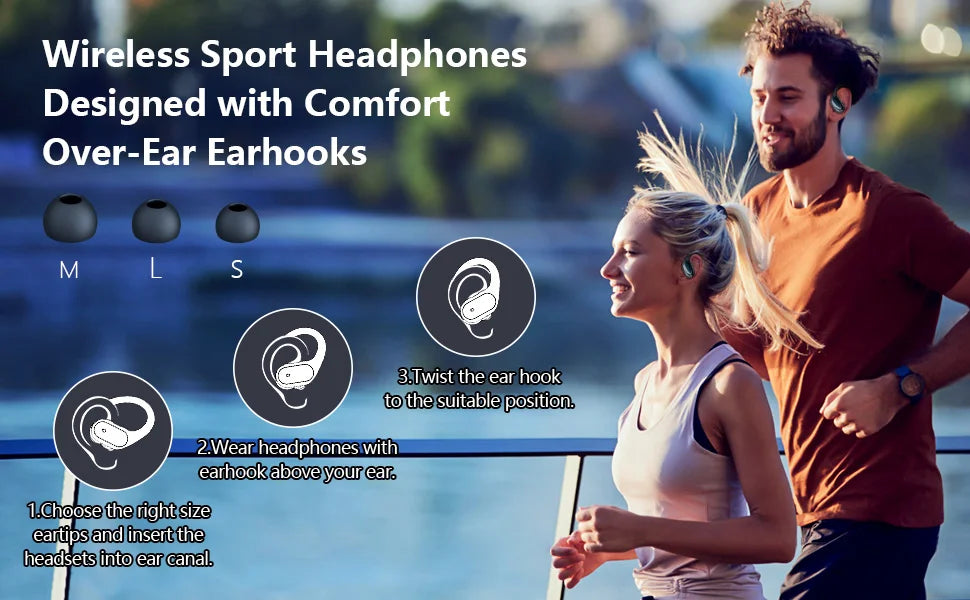 Écouteurs Bluetooth BX17, TWS avec crochets d'oreilles, Bluetooth 5.3, stéréo, commandes par boutons, avec microphone, écouteurs sans fil pour la course et le sport.Headphones