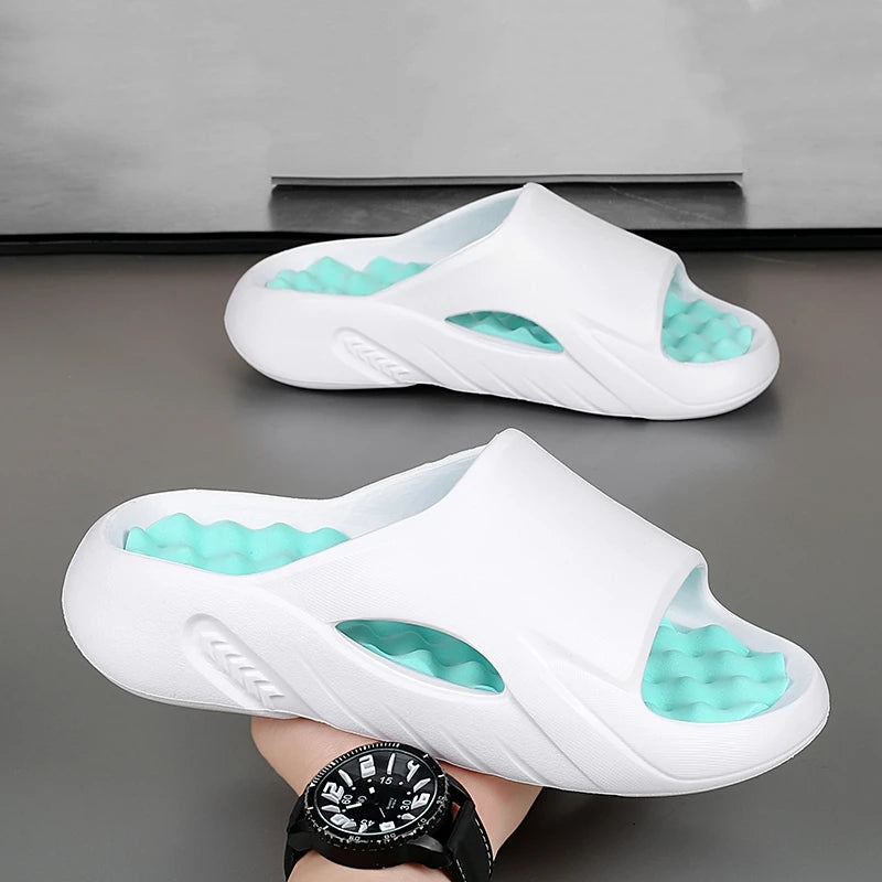 Fashion Men Massage Slippers Slides Indoor Outdoor Sandals Beach Casual Shoes Comfortable Sole Men's Slippers Big Size 38-47 New