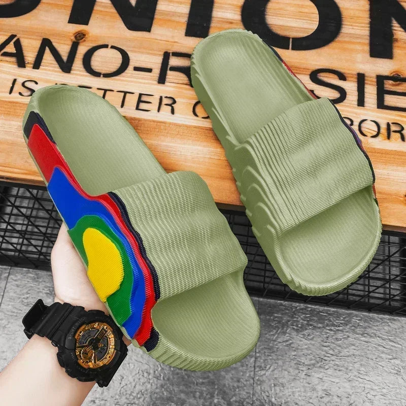 Summer Men Slippers Women Outdoor Beach Shoes Thick Bottom Indoor Bathroom Non-slip Slippers Parent-child Shoes Sandals 2022 New