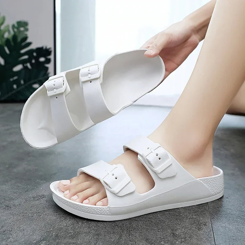 Women Shoes Beach Slippers Unisex Hollow Out Casual Couple Beach Sandal Flip Flops Shoes Non-slide Mens Slippers