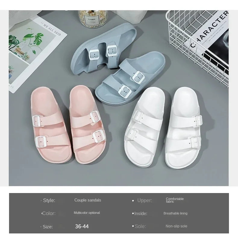 Women Shoes Beach Slippers Unisex Hollow Out Casual Couple Beach Sandal Flip Flops Shoes Non-slide Mens Slippers