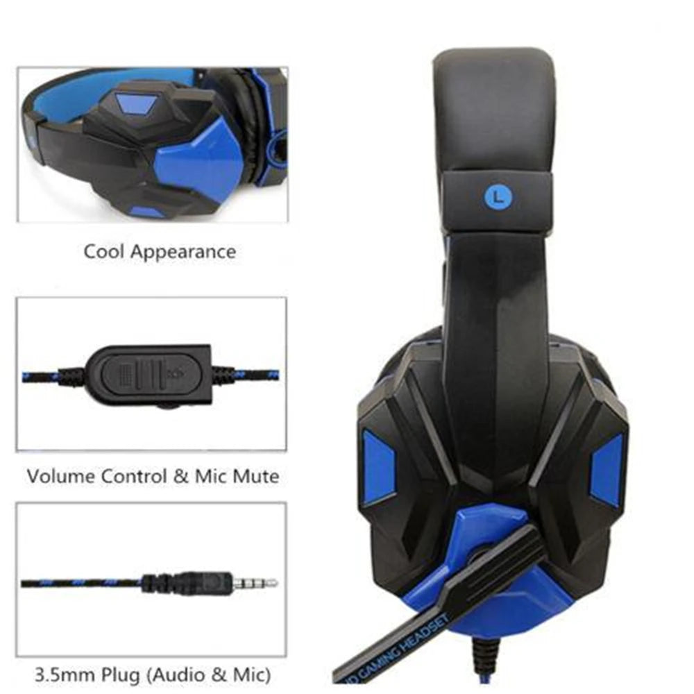 Nouveau casque gaming filaire avec éclairage LED - Microphone intégré - Compatible PS4, Xbox One, Switch, téléphone et ordinateur.