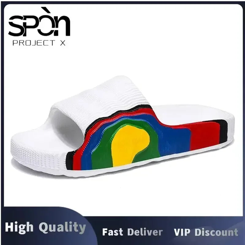 Summer Men Slippers Women Outdoor Beach Shoes Thick Bottom Indoor Bathroom Non-slip Slippers Parent-child Shoes Sandals 2022 New