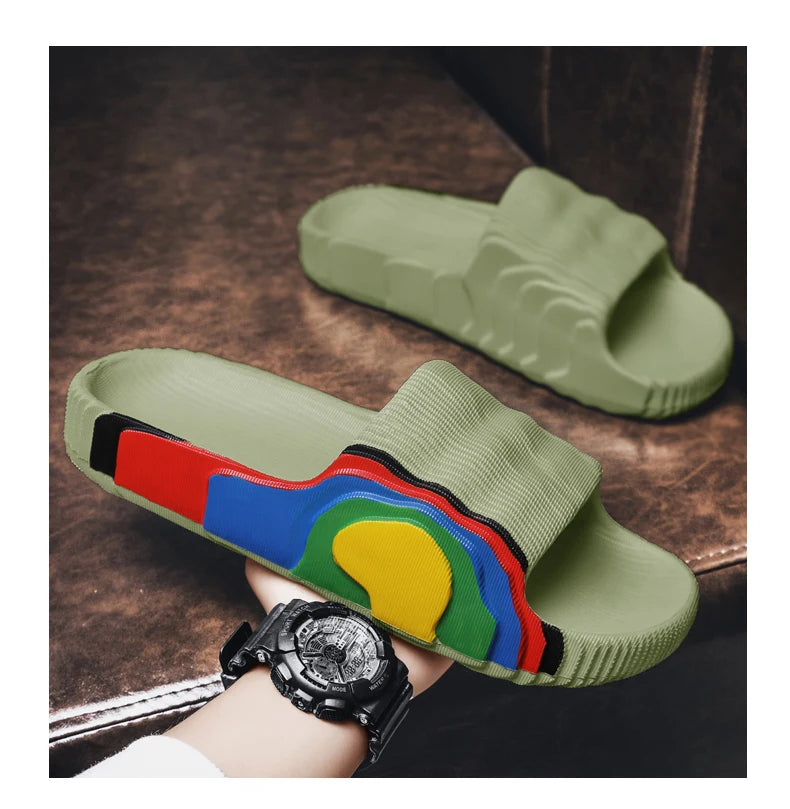 Summer Men Slippers Women Outdoor Beach Shoes Thick Bottom Indoor Bathroom Non-slip Slippers Parent-child Shoes Sandals 2022 New