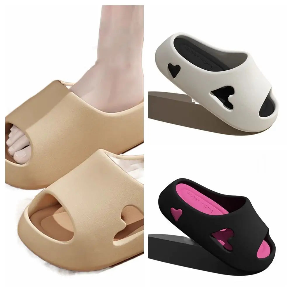 Fashion Slippers New Solid Color Thick Shower Shoes Non-slip Beach Slides Home