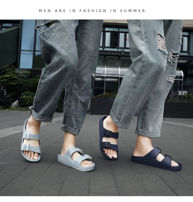 Women Shoes Beach Slippers Unisex Hollow Out Casual Couple Beach Sandal Flip Flops Shoes Non-slide Mens Slippers