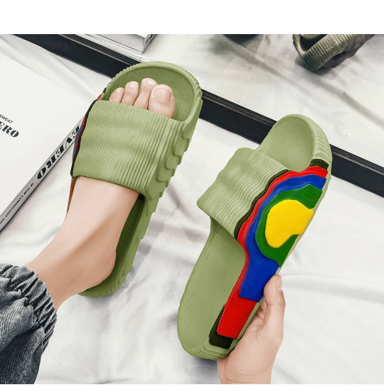 Summer Men Slippers Women Outdoor Beach Shoes Thick Bottom Indoor Bathroom Non-slip Slippers Parent-child Shoes Sandals 2022 New