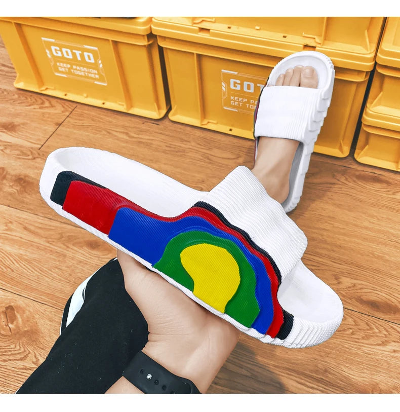 Summer Men Slippers Women Outdoor Beach Shoes Thick Bottom Indoor Bathroom Non-slip Slippers Parent-child Shoes Sandals 2022 New