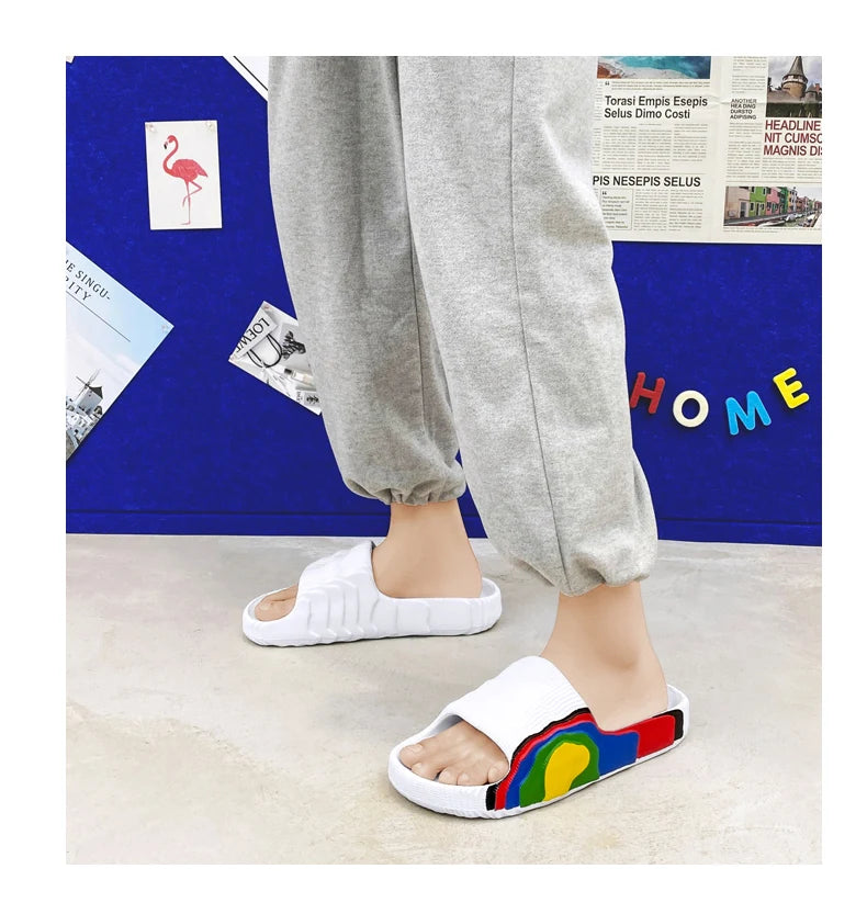 Summer Men Slippers Women Outdoor Beach Shoes Thick Bottom Indoor Bathroom Non-slip Slippers Parent-child Shoes Sandals 2022 New