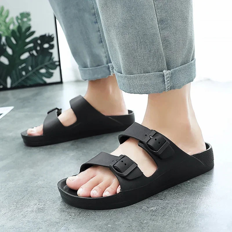 Women Shoes Beach Slippers Unisex Hollow Out Casual Couple Beach Sandal Flip Flops Shoes Non-slide Mens Slippers