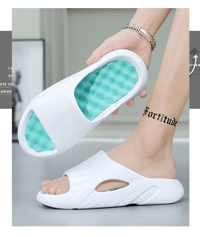 Fashion Men Massage Slippers Slides Indoor Outdoor Sandals Beach Casual Shoes Comfortable Sole Men's Slippers Big Size 38-47 New