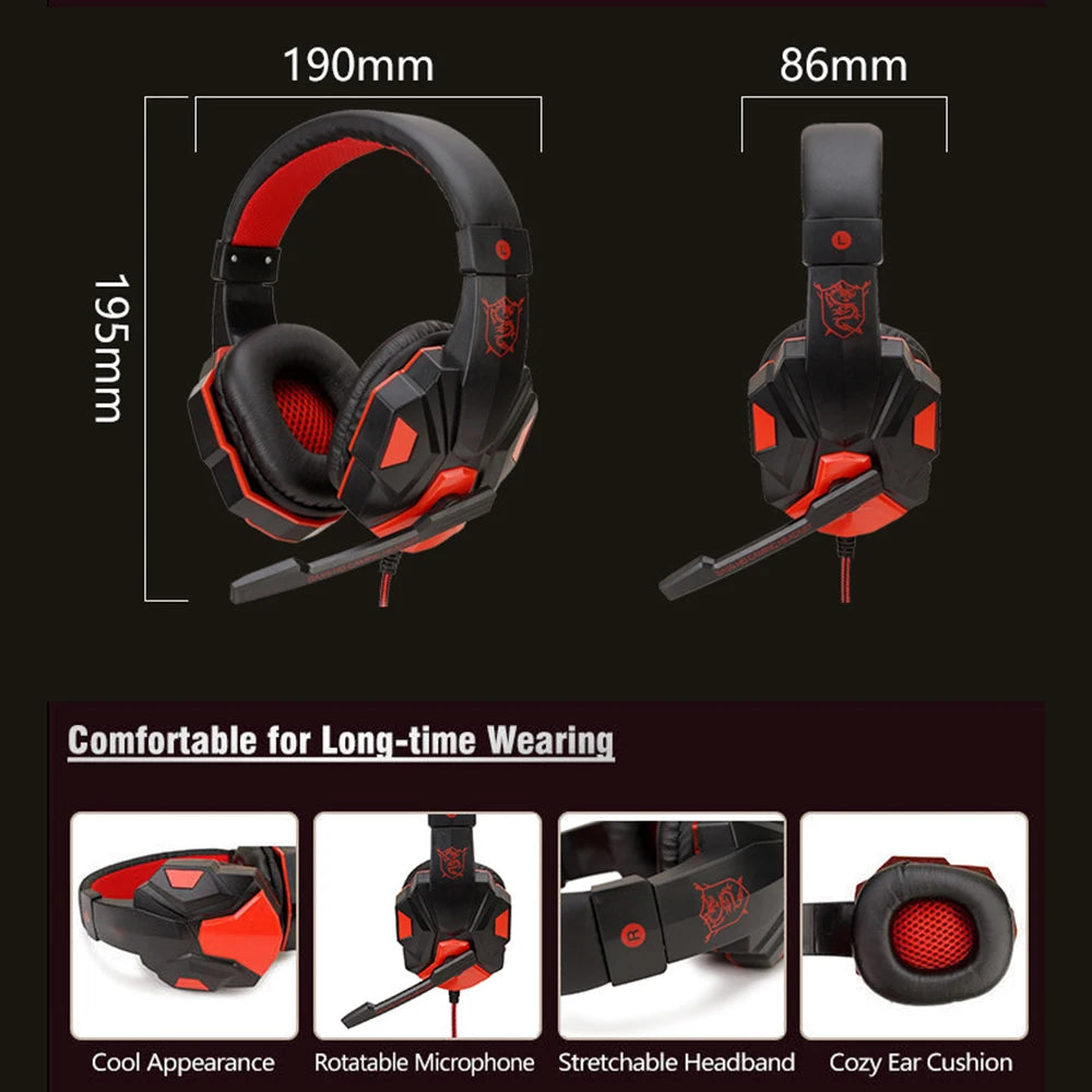 Nouveau casque gaming filaire avec éclairage LED - Microphone intégré - Compatible PS4, Xbox One, Switch, téléphone et ordinateur.