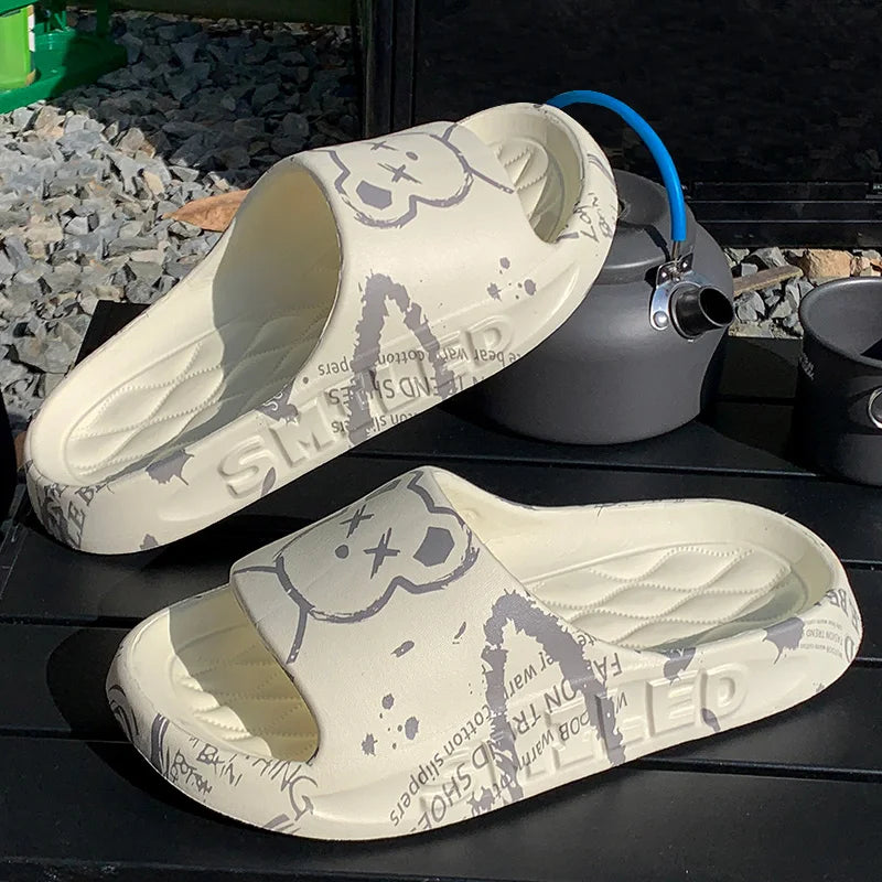 Slippers for Men, Suitable for Outdoor Wear in Summer. Trendy Bathroom, Non Slip, and Indoor Cool Slippers for Men