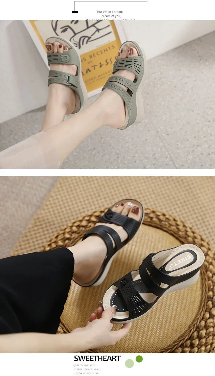 Women Platform Slippers Fashion Retro Casual Beach Shoes Female Orthopedic Sandals Peep Toe Comfort Sandalias De Mujer