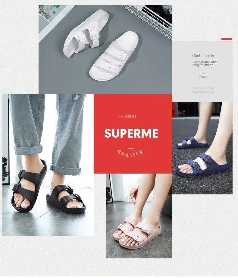 Women Shoes Beach Slippers Unisex Hollow Out Casual Couple Beach Sandal Flip Flops Shoes Non-slide Mens Slippers