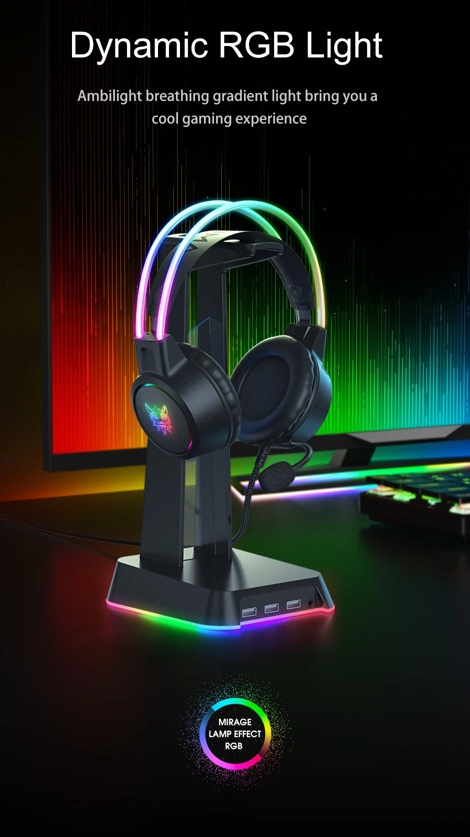 Casque gaming ONIKUMA X15 Pro, écouteurs supra-auriculaires filaires, réduction de bruit, oreilles de chat roses avec lumière RGB et micro, pour PC et PS4