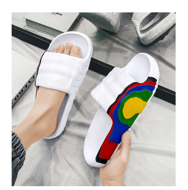 Summer Men Slippers Women Outdoor Beach Shoes Thick Bottom Indoor Bathroom Non-slip Slippers Parent-child Shoes Sandals 2022 New