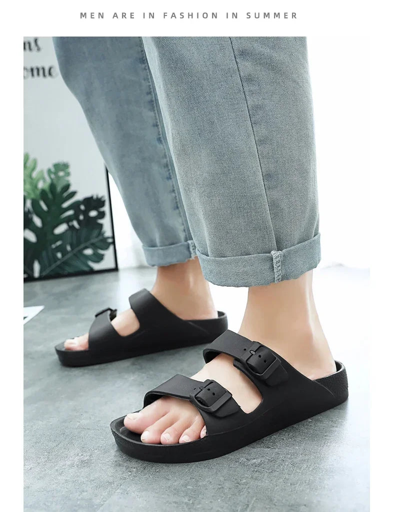 Women Shoes Beach Slippers Unisex Hollow Out Casual Couple Beach Sandal Flip Flops Shoes Non-slide Mens Slippers