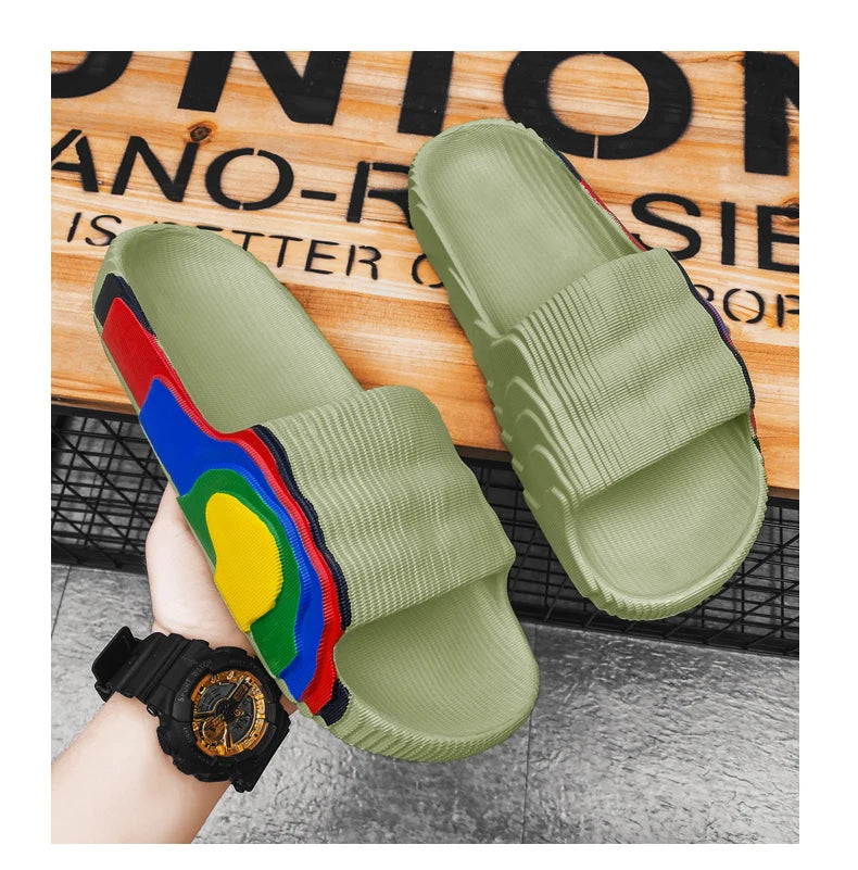 Summer Men Slippers Women Outdoor Beach Shoes Thick Bottom Indoor Bathroom Non-slip Slippers Parent-child Shoes Sandals 2022 New