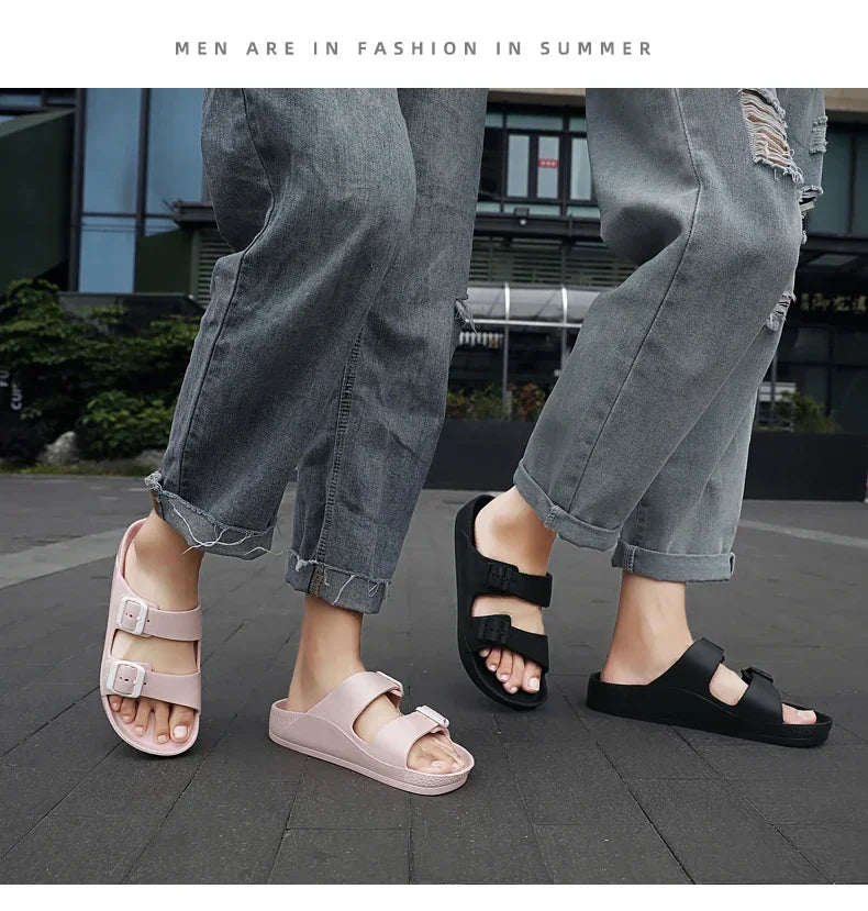 Women Shoes Beach Slippers Unisex Hollow Out Casual Couple Beach Sandal Flip Flops Shoes Non-slide Mens Slippers